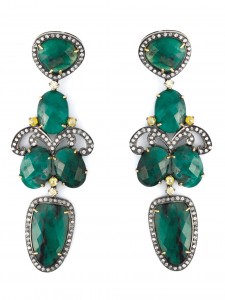 GEMCO drop emerald chandelier earrings